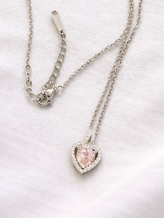Swarovski Jewelry - Swarovski Necklace with Pink Halo Heart Crystal Pendant 18”